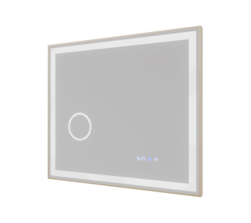Miroir LED Cadre Cuivré Cara 80 Cm X 70 Cm - Antibuée, Horloge Et Loupe