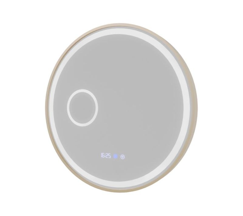 Miroir Lumineux Rond Contour Cuivré Orana 60 Cm - Antibuée, Horloge Et Loupe