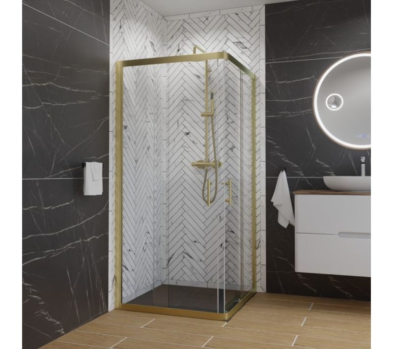 Paroi De Douche D'angle Cadre Doré Goldy 90 Cm X 90 Cm