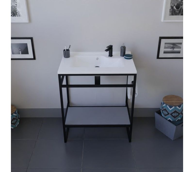 Meuble Salle De Bain Structura 70 Cm Avec Plan Vasque- Résine - Gris