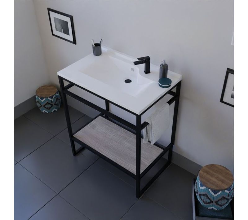 Meuble Salle De Bain Structura 70 Cm Avec Plan Vasque- Résine - Bois