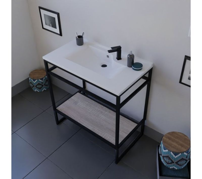 Meuble Salle De Bain Structura 80 Cm Avec Plan Vasque- Résine - Bois