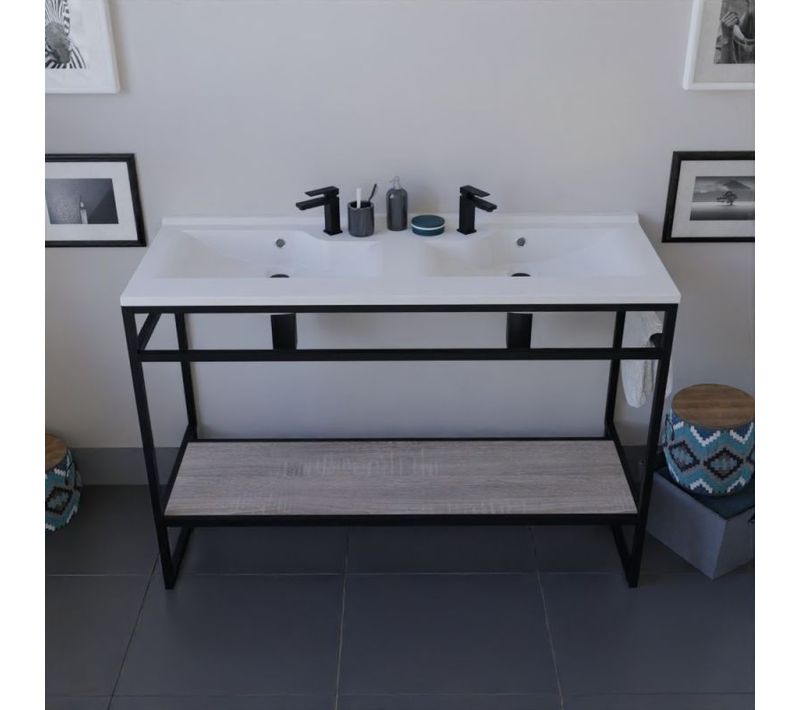 Meuble Salle De Bain Structura 120 Cm Avec Plan Double Vasque- Résine - Bois