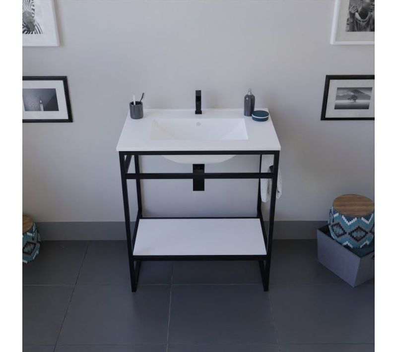 Meuble Salle De Bain Structura 70 Cm Avec Plan Vasque- Céramique - Blanc