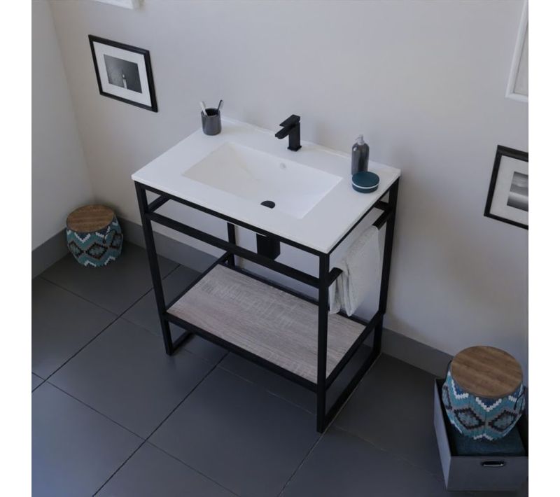 Meuble Salle De Bain Structura 70 Cm Avec Plan Vasque- Céramique - Bois