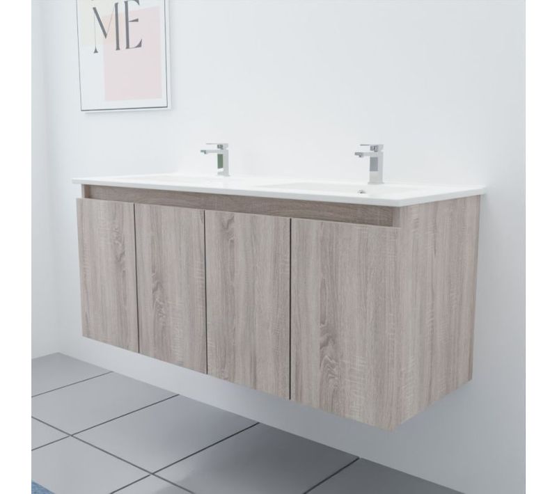 Meuble Double Vasque 120 Cm Proline- Bois- Céramique