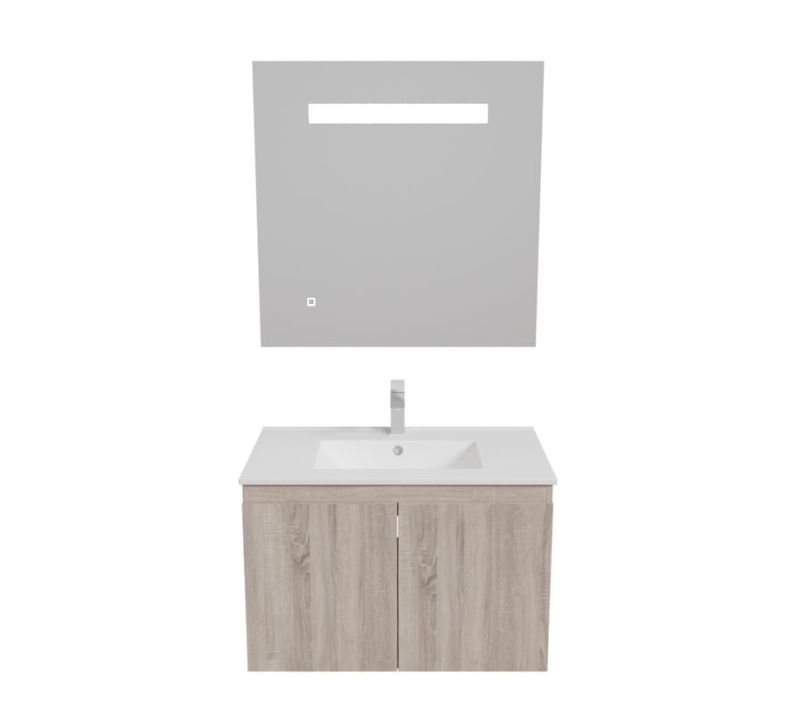 Meuble Proline 80 Cm Avec Plan Vasque Et Miroir Elégance Ht80- Bois- Céramique