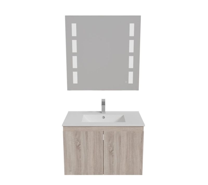 Meuble Proline 80 Cm Avec Plan Vasque Et Miroir Prestige- Bois- Céramique