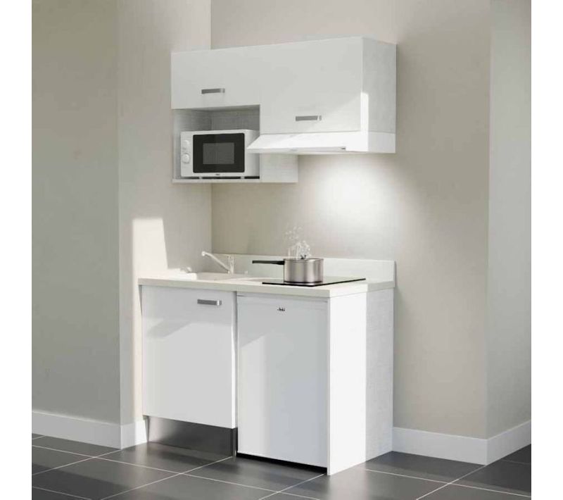 K02 : Blanc - Plan Monobloc Snova Évier à Gauche + Electro Blanc