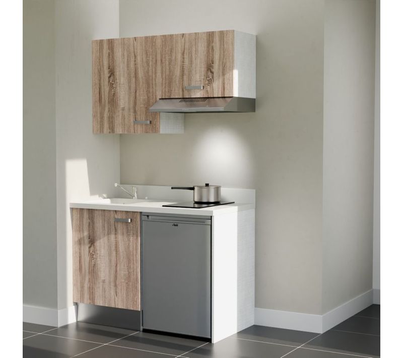 K01 : Bois - Plan Monobloc Snova Évier à Gauche + Electro Inox