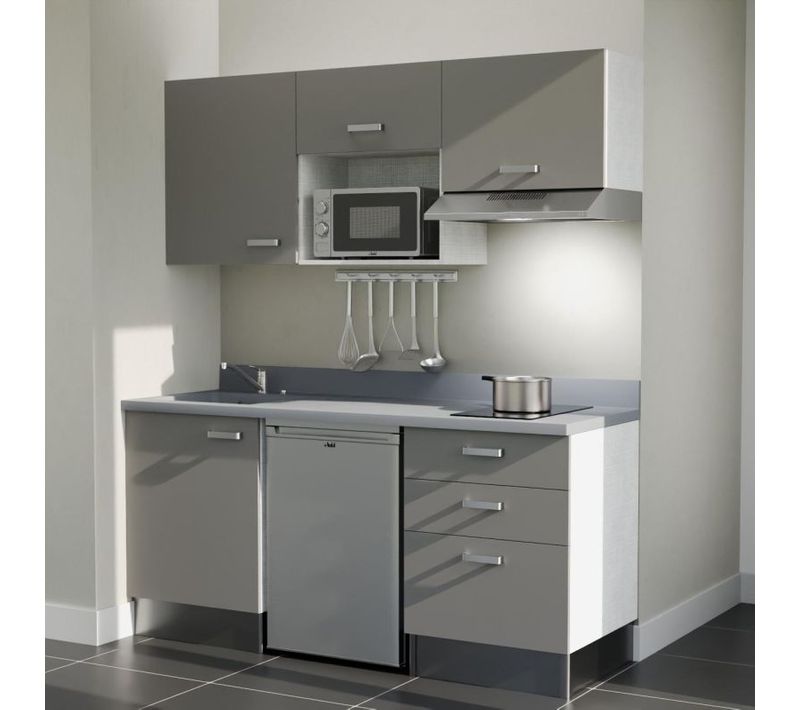 K20 : Gris - Plan Monobloc Cromo Évier à Gauche + Electro Inox