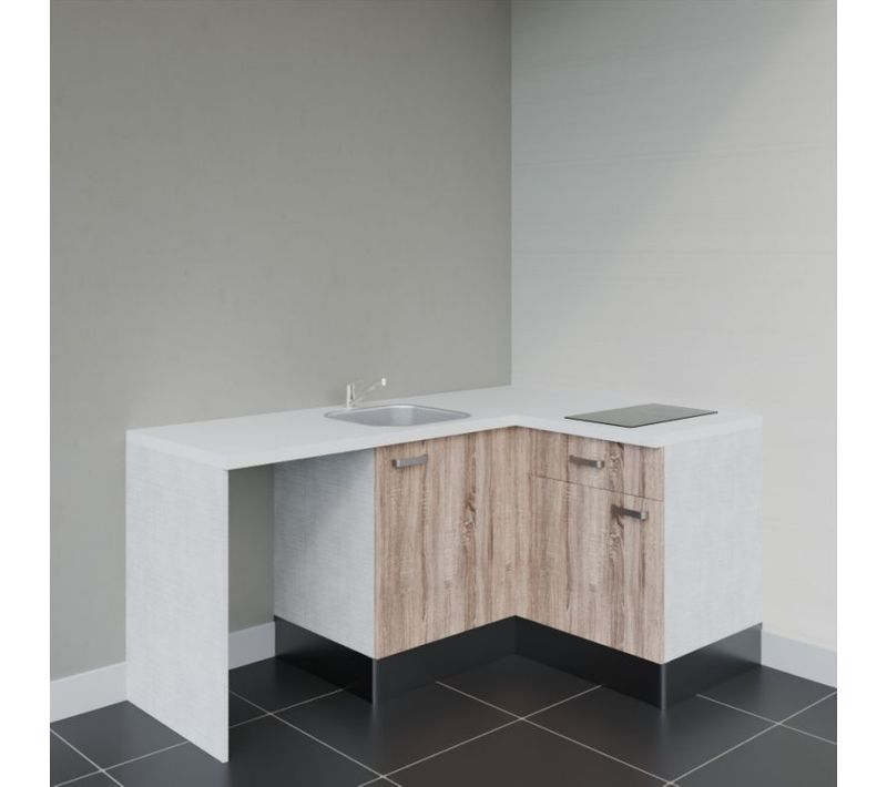 Kitchenette Ka01 - Bois - Plan Stratifié Blanc - Crédences : Non - Evier