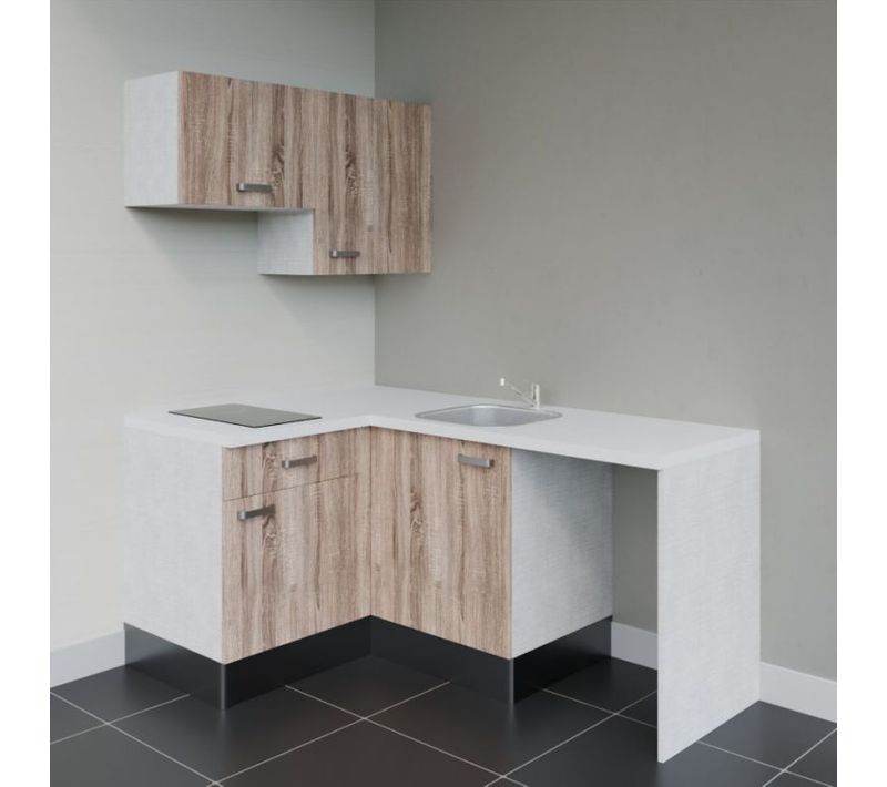 Kitchenette Ka02 - Bois - Plan Stratifié Blanc - Crédences : Non - Evier