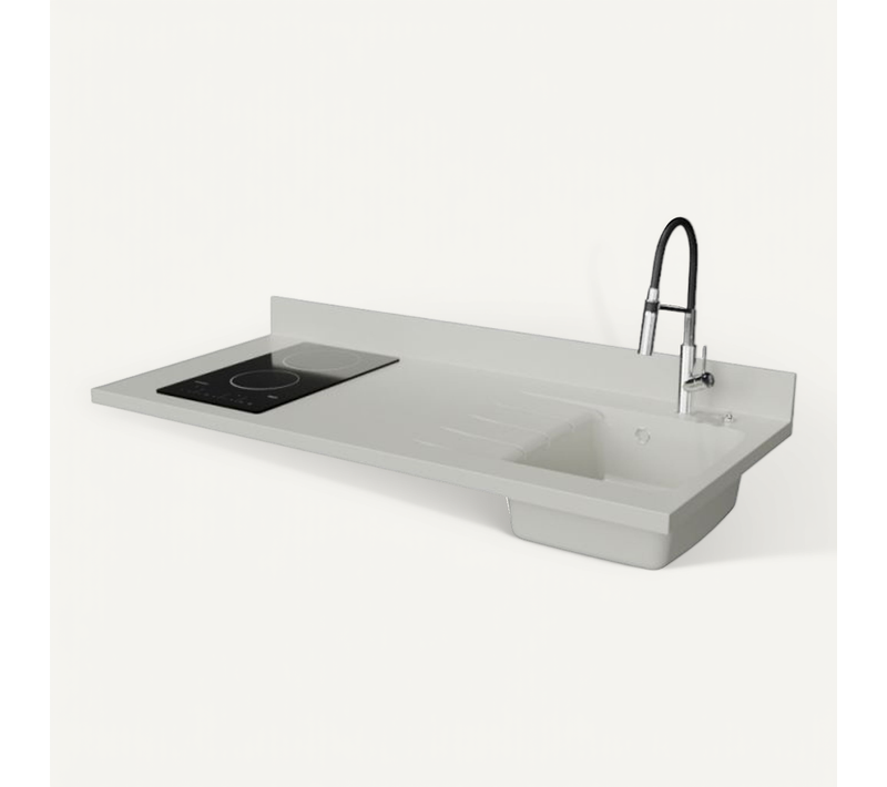 Plan Monobloc évier à Droite 140 Cm - Snova - Plaque De Cuisson : Vitrocéramique