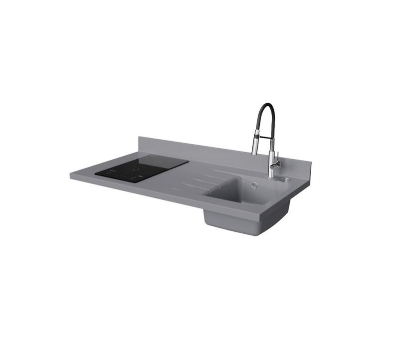 Plan Monobloc évier à Droite 120 Cm - Cromo - Plaque De Cuisson : Induction