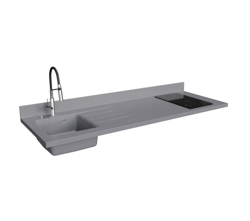 Plan Monobloc évier à Gauche 180 Cm - Cromo - Plaque De Cuisson : Induction