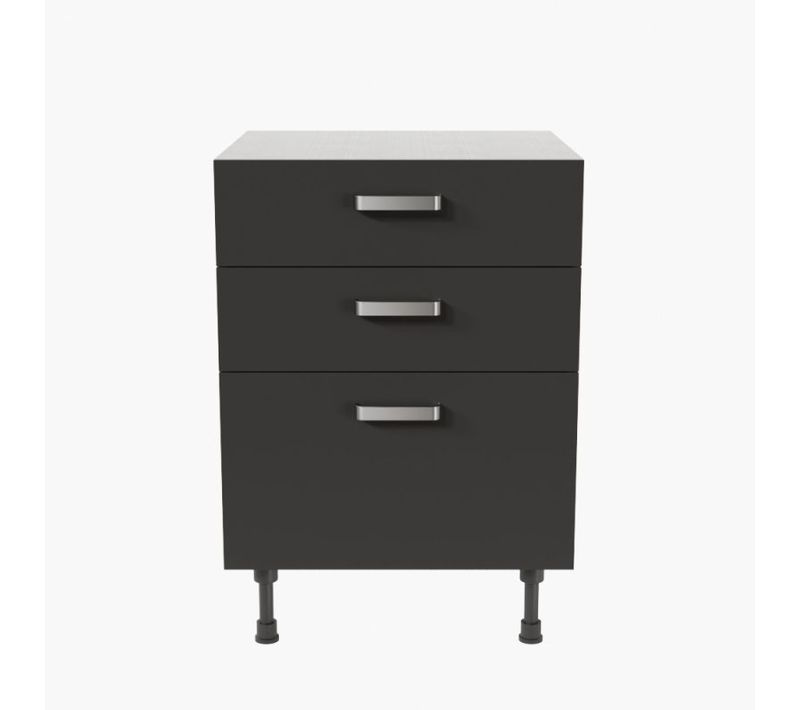 Meuble De Cuisine Bas Casserolier - 60 Cm - Noir