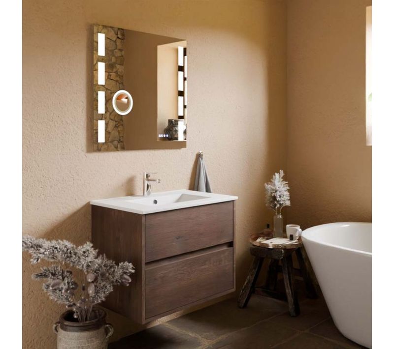 Meuble Vasque Suspendu Alixia 70 Cm + Miroir Excell Plus