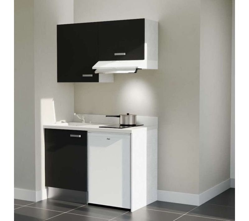 K01 : Noir - Plan Monobloc Snova Évier à Gauche + Electro Blanc