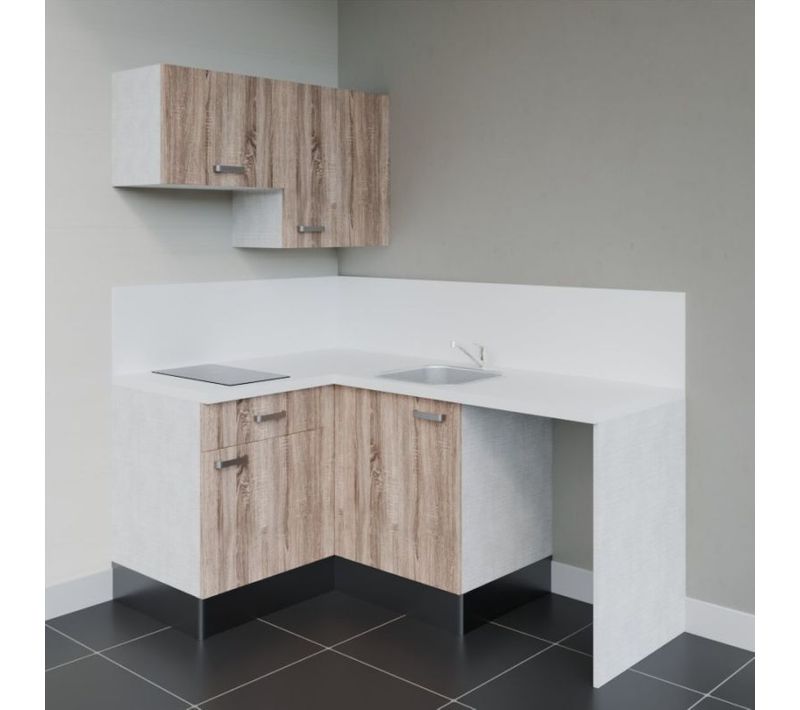 Kitchenette Ka02 - Bois - Plan Stratifié Blanc - Crédences : Oui - Evier