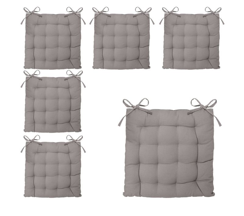 Lot De 6 Galettes De Chaise En Coton Gris 38 X 38 Cm
