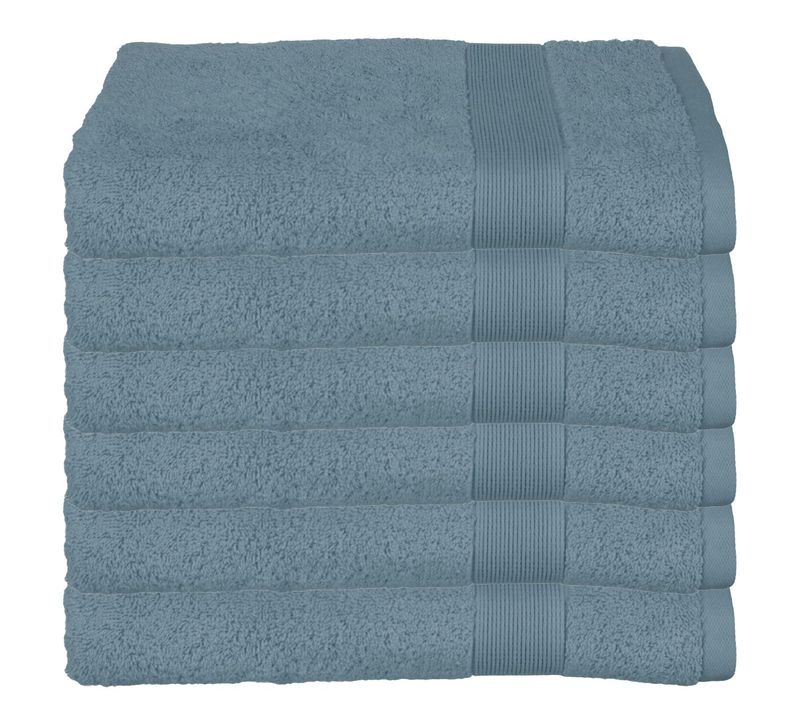 Lot De 6 Draps De Bain En Coton Bleu Orage Tissu Éponge 70 X 130 Cm