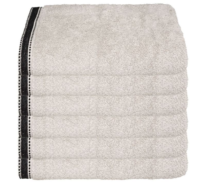 Lot De 6 Draps De Bain En Coton Beige Lin Tissu Éponge 70 X 130 Cm