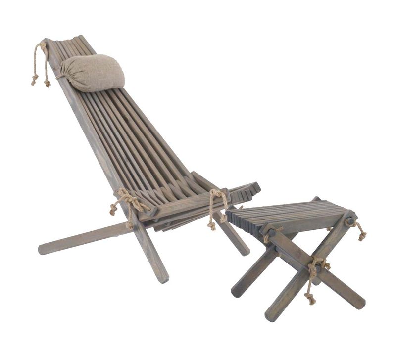 Chilienne Scandinave Avec Repose-pieds Pin Gris