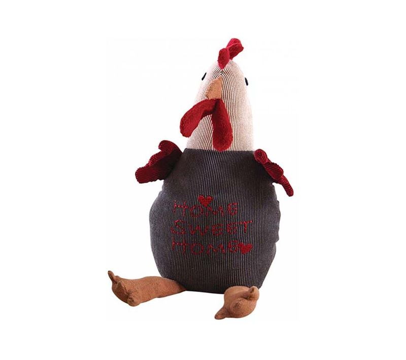 Cale-porte Poule En Velours Home Sweet Home 27 Cm Gris