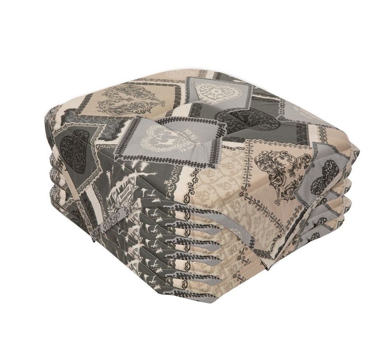 Lot De 6 Galettes De Chaise Chalet Grises 38x38 Cm – Style Montagne – Assise Confortable Et Lavable