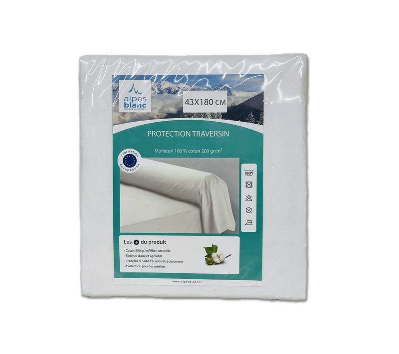 Protège Traversin 43x180 Cm En Coton 200g/m² - Sous-taie Douce Et Respirant, Protège Et Prolonge La