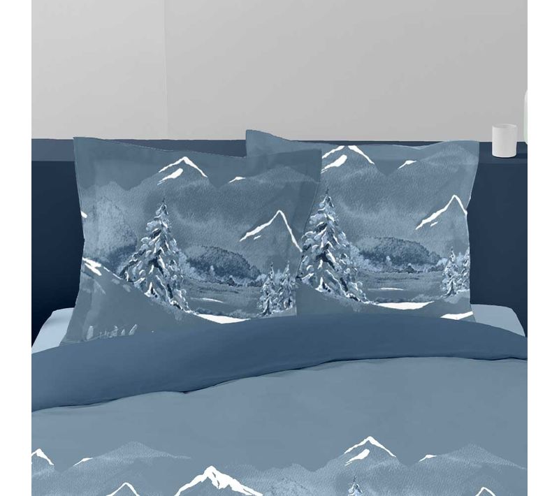Lot 2 Taies Carrées Esprit Montagne Pur Coton Nuit Des Alpes