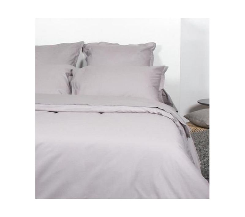Housse De Couette 240x280 Cm Unie Gris Souris 100% Coton 57 Fils/cm² + 2 Taies Assorties –