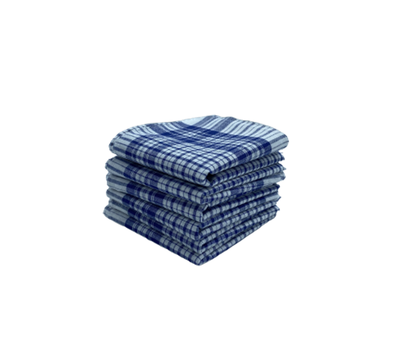Lot De 6 Mouchoirs De Travail Petits Carreaux Bleu Et Blanc 100% Coton 40x40cm