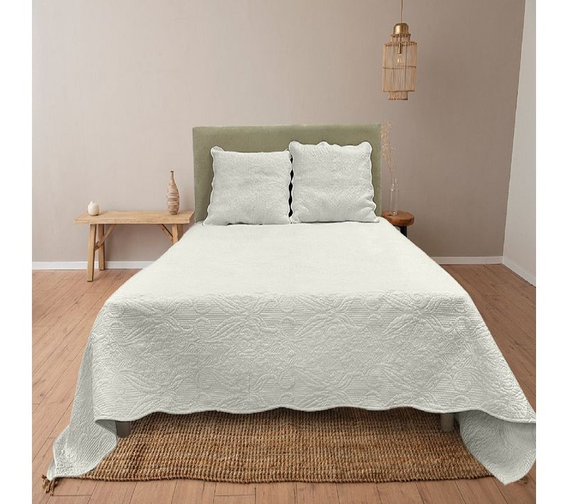 Couvre Lit 2 Personnes Plaisance 230x250 Cm - Boutis Coton Haut De Gamme Pour Lit Double Avec 2