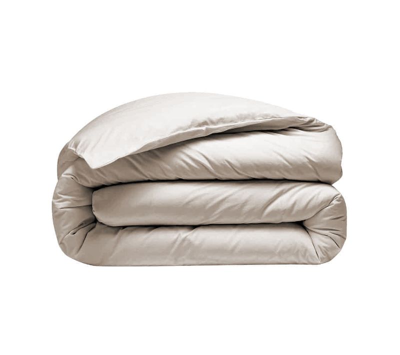 Housse De Couette Ivoire 280x240 Cm + 2 Taies 65x65 Cm – 100% Percale 80 Fils - Finition Rabat