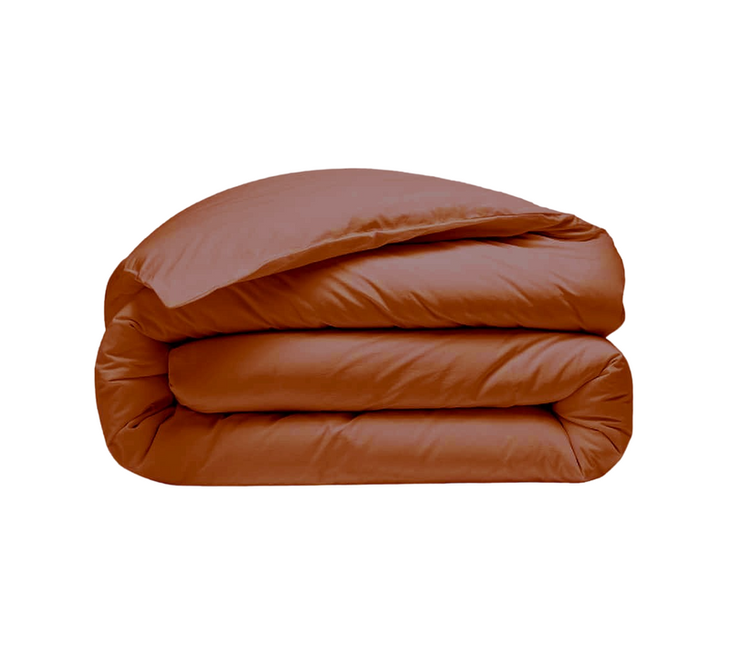 Housse De Couette Argile 280x240 Cm + 2 Taies 65x65 Cm – 100% Percale 80 Fils - Finition Rabat