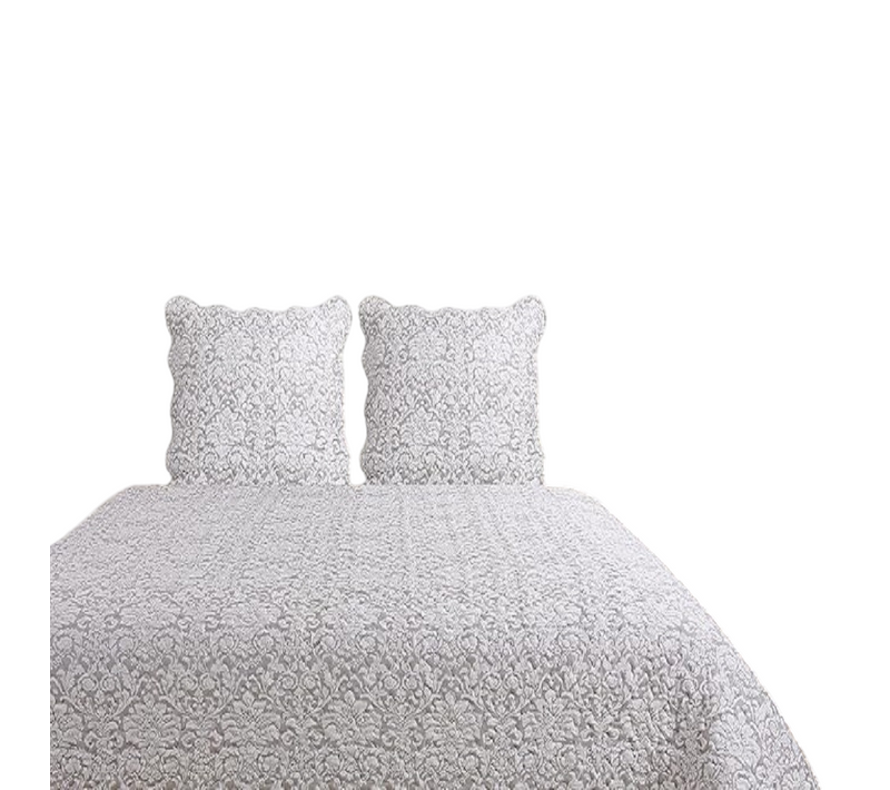 Couvre Lit Délicat Gris 230x250cm + 2 Taies 65x65cm