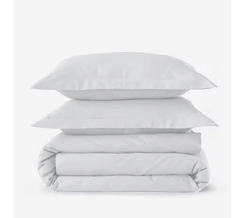 Housse De Couette Blanche 240x280 Cm 100 % Percale 80 Fils/cm² + 2 Taies 50x70 Cm