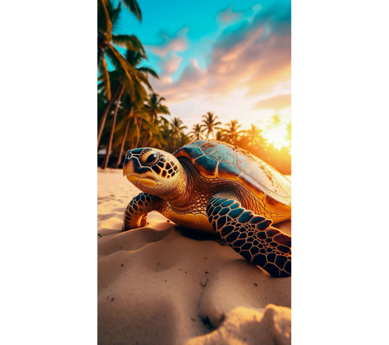 Serviette De Plage Tortue Sunset - Légère Et Absorbante - 100% Coton - 100x180 Cm