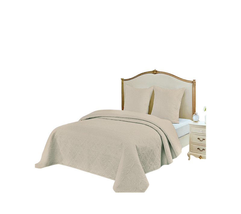 Couvre Lit Matelassé Couleur Unie Lin Avec Taies - Enveloppe 100 % Percale De Coton, Boutis Pour Lit