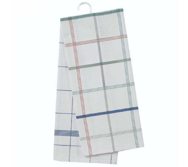 Lot De 2 Torchons Professionnels Cali 70x70 Cm Coton Et Lin à Carreaux - Haute Absorption, Usage