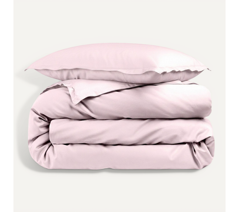Housse De Couette Rose Unie 100% Percale De Coton 80 Fils + Taie(s) 65x65 Cm – Fabriquée En Europe