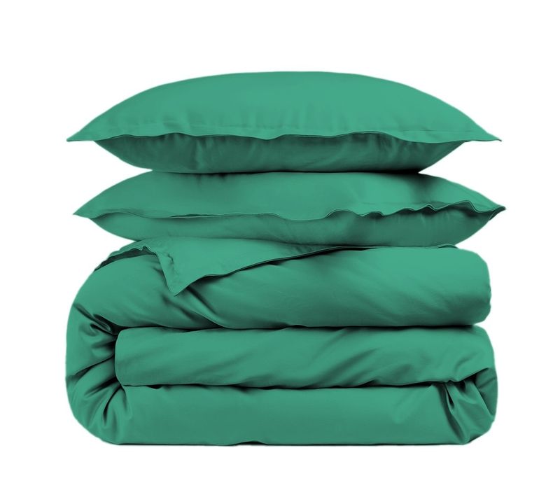 Housse De Couette Unie 100% Percale De Coton 80 Fils + Taie(s) 65x65 Cm – Fabriquée En Europe – Doux