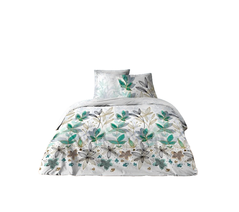 Housse De Couette Avec Taie(s) Carrée(s) Summer Flower Pur Coton - Finition Rabat à Border