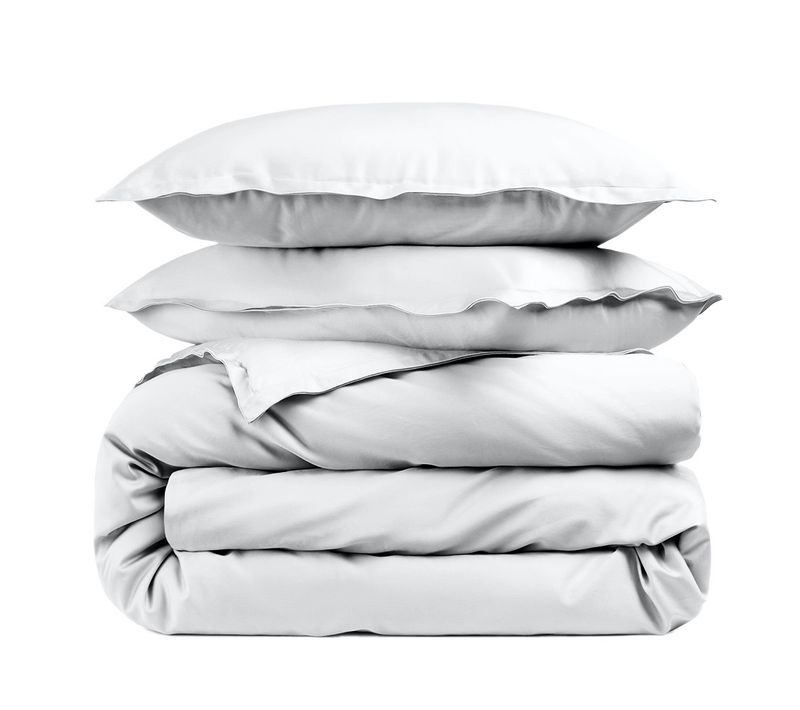 Housse De Couette Blanche 240x220 Cm + Taies Carrées - 100% Percale 80 Fils - Fabriquée En Europe