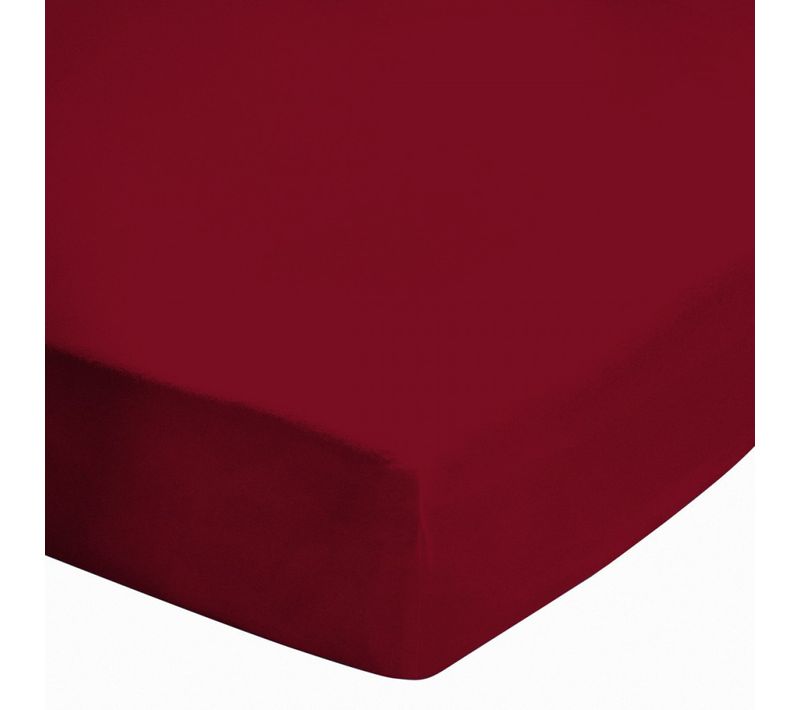Drap Housse 120x190 Cm Bordeaux 100% Coton - Bonnet 30 Cm, Fibres Longues Souples Et Douces, Qualité