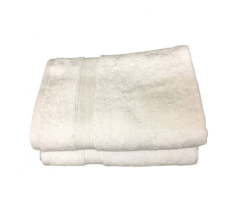 Lot De 2 Serviettes De Bain - 50x100 - Eponge 600 G/m² 100 % Coton - Blanche