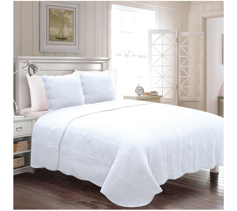 Couvre Lit Blanc 260x260 Cm – Boutis En Coton – Pour Lit 160 Cm Et Plus