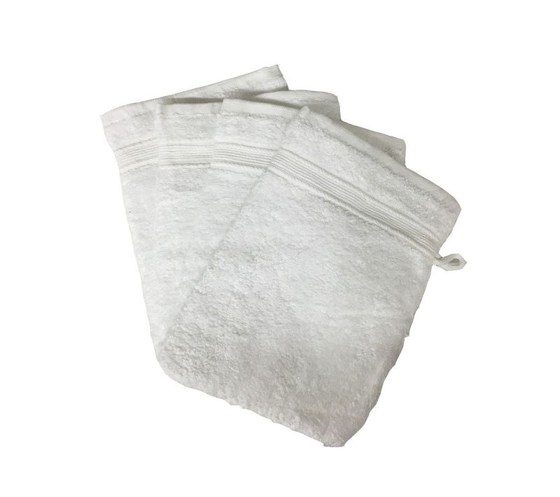 Lot De 4 Gants De Toilette - 20x15 - Blanc